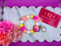 Beaded Wristlet Keyring- Pink