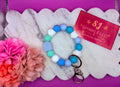 Beaded Wristlet Keyring- Blue