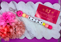 Personalized silicone bead Bag Tag - Pink