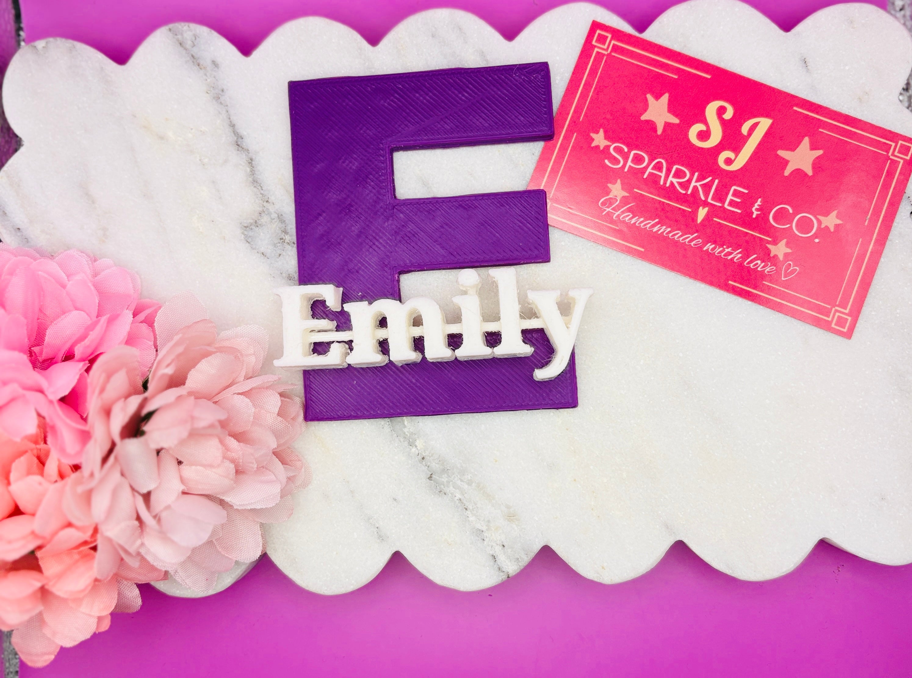 3D Custom mini name plaque purple white