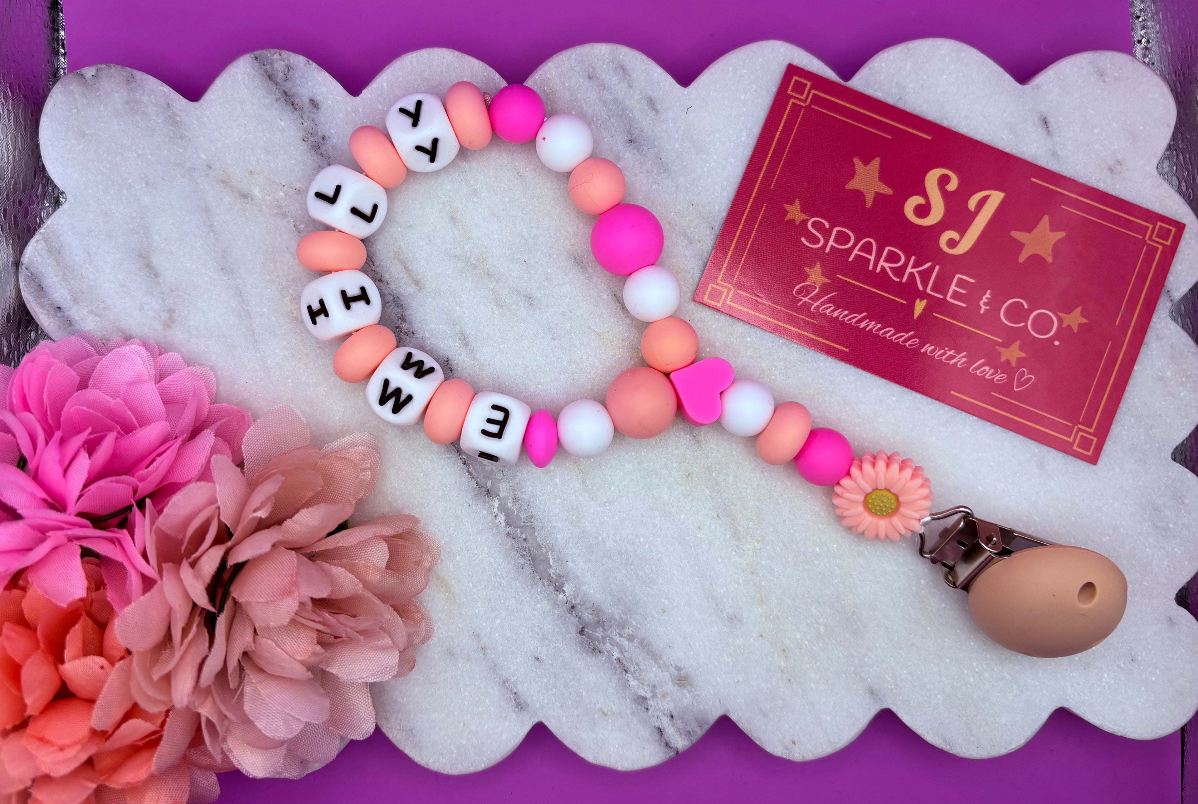 Personalised pram charm clip - Pink