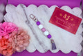 Purple silicone bead Bag Tag