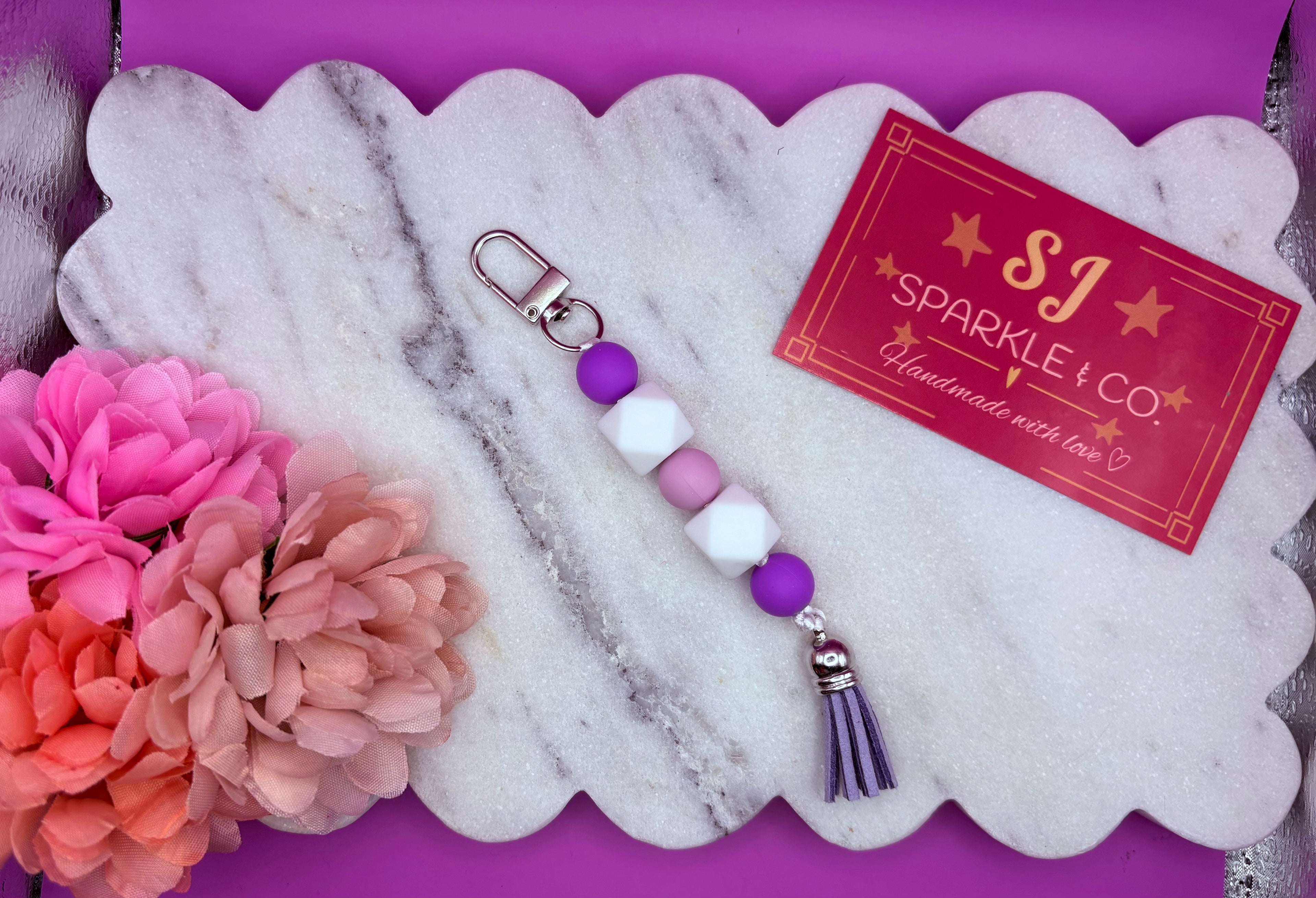 Purple silicone bead Bag Tag