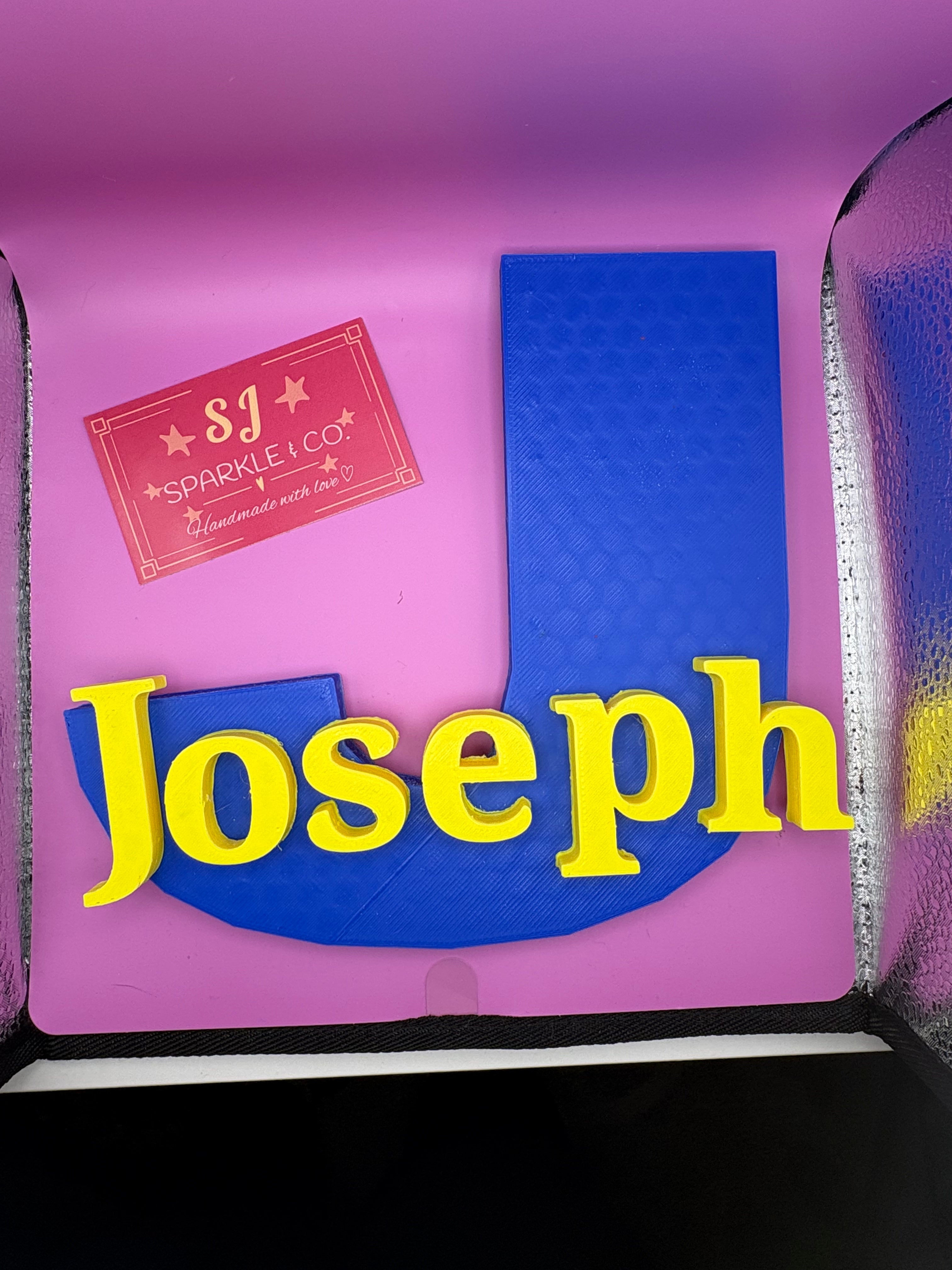 3D Custom Large name plaque blue yellow
