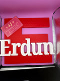 3D Custom Large name plaque red white