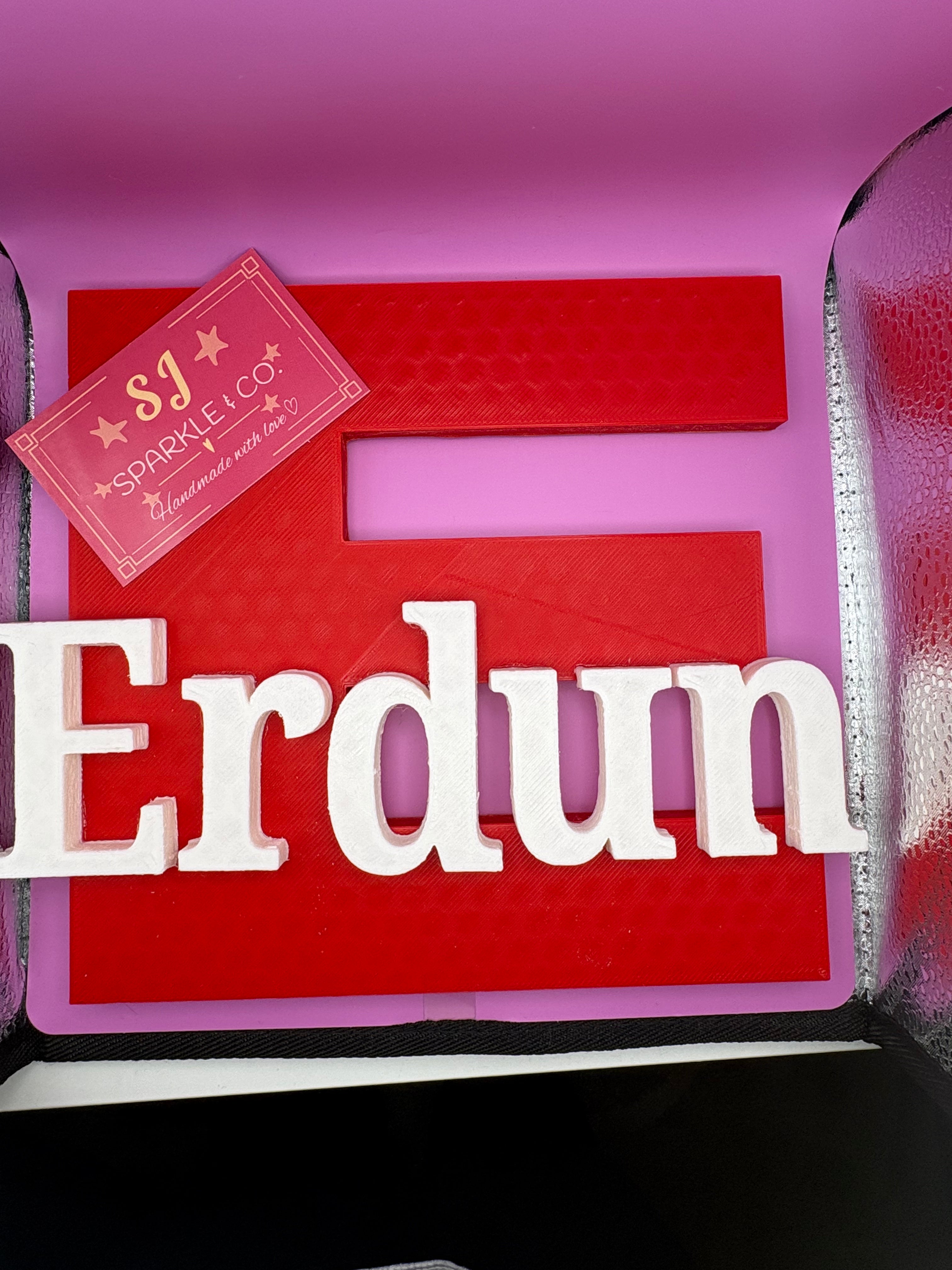 3D Custom Large name plaque red white